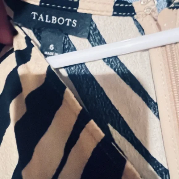 Talbots Black and Tan Zebra Midi Dress - Picture 2 of 6